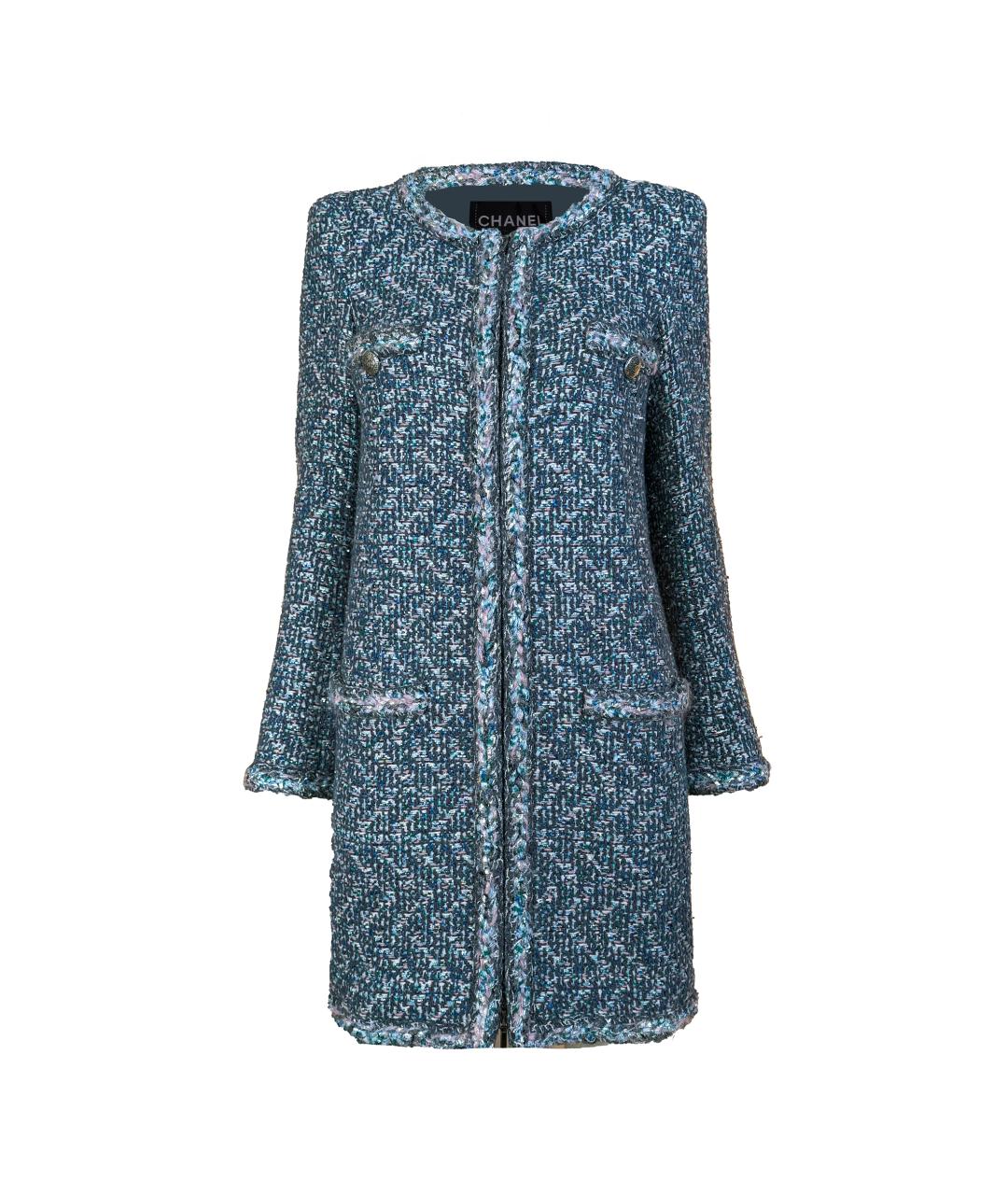 CHANEL Синее твидовое пальто, фото 1