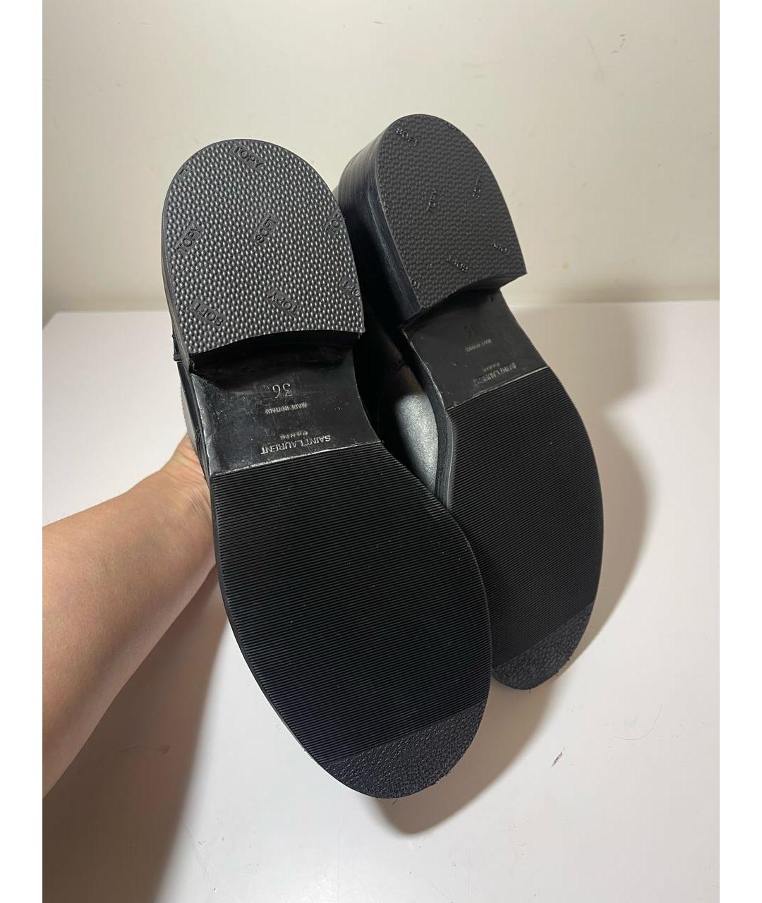 SAINT LAURENT Черные кожаные ботинки, фото 4