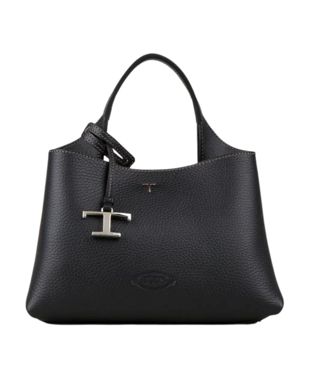 TOD'S Черная кожаная сумка тоут, фото 1