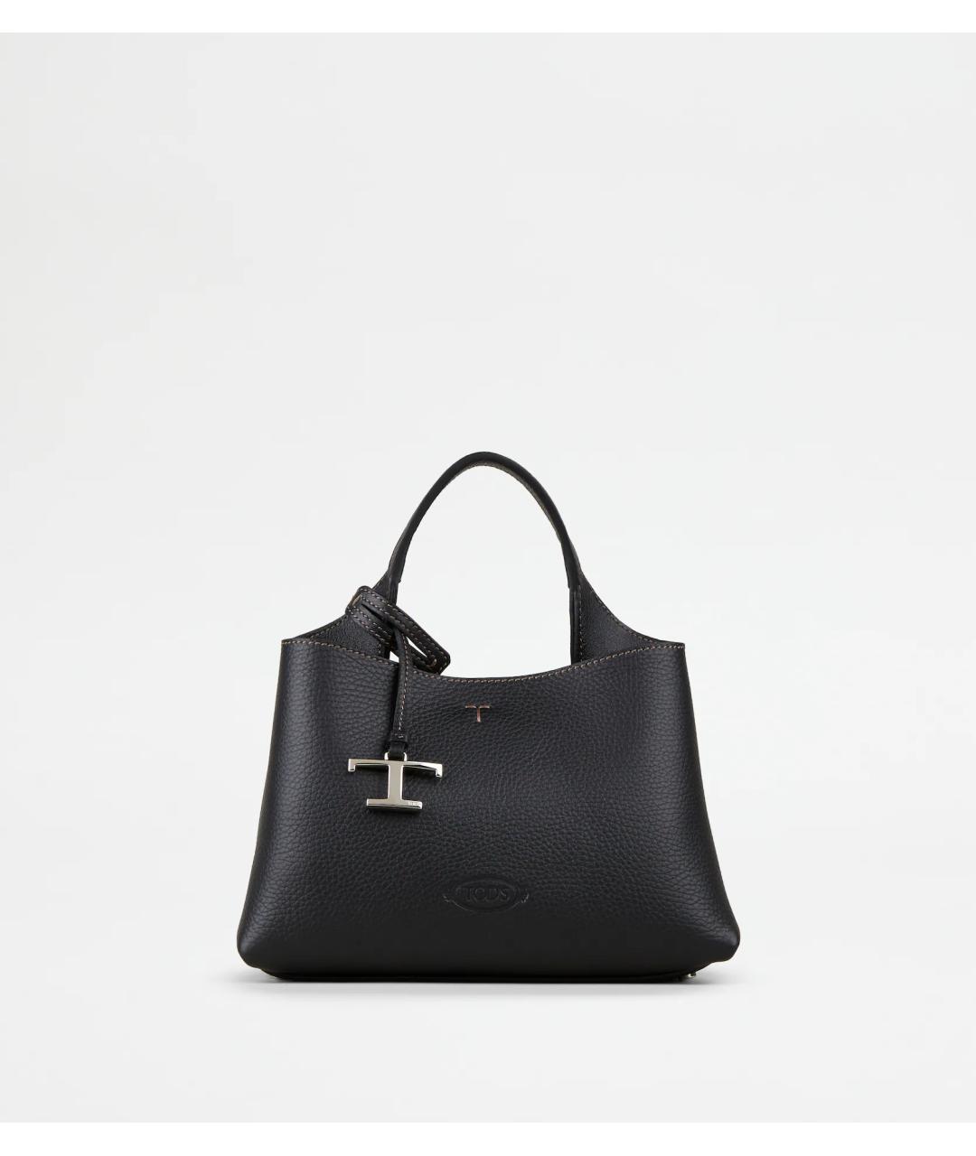 TOD'S Черная кожаная сумка тоут, фото 4