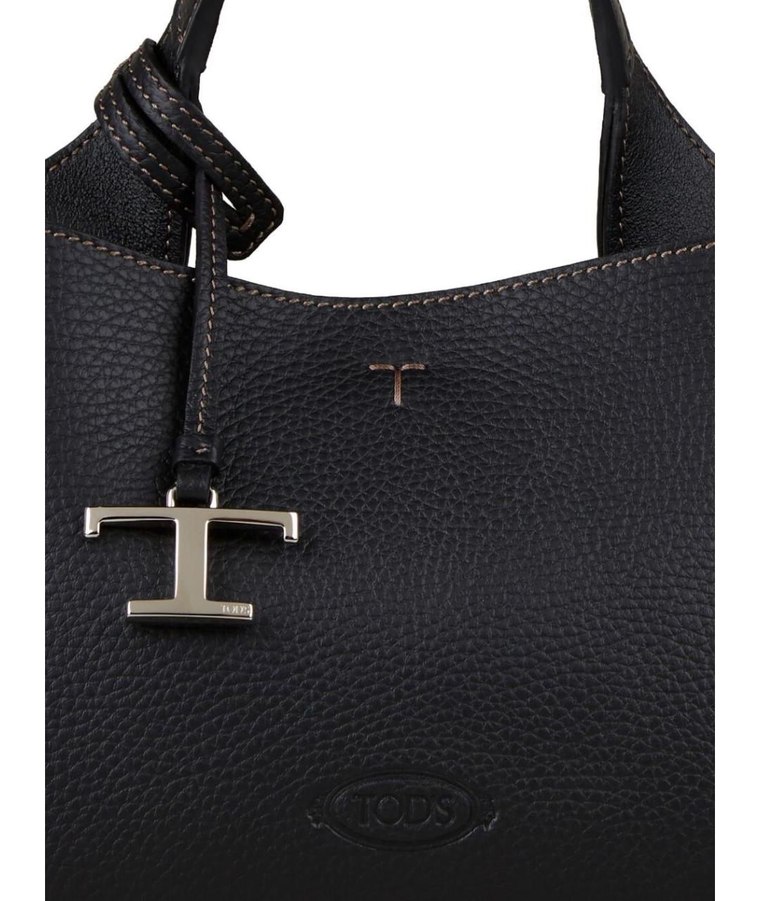 TOD'S Черная кожаная сумка тоут, фото 3