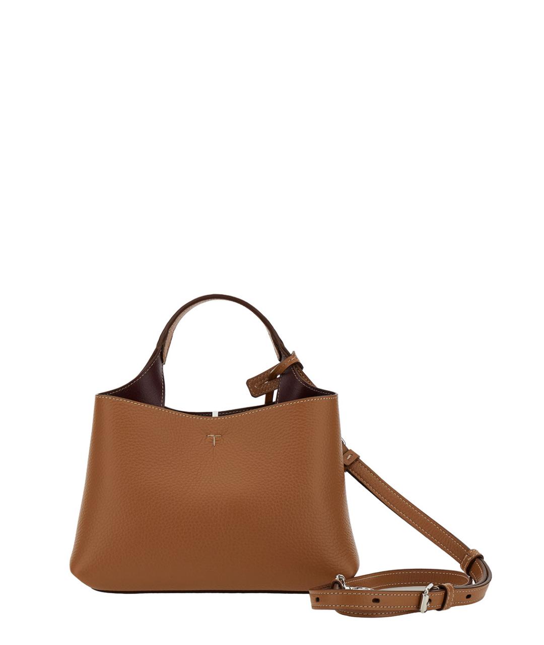 TOD'S Коричневая кожаная сумка с короткими ручками, фото 4