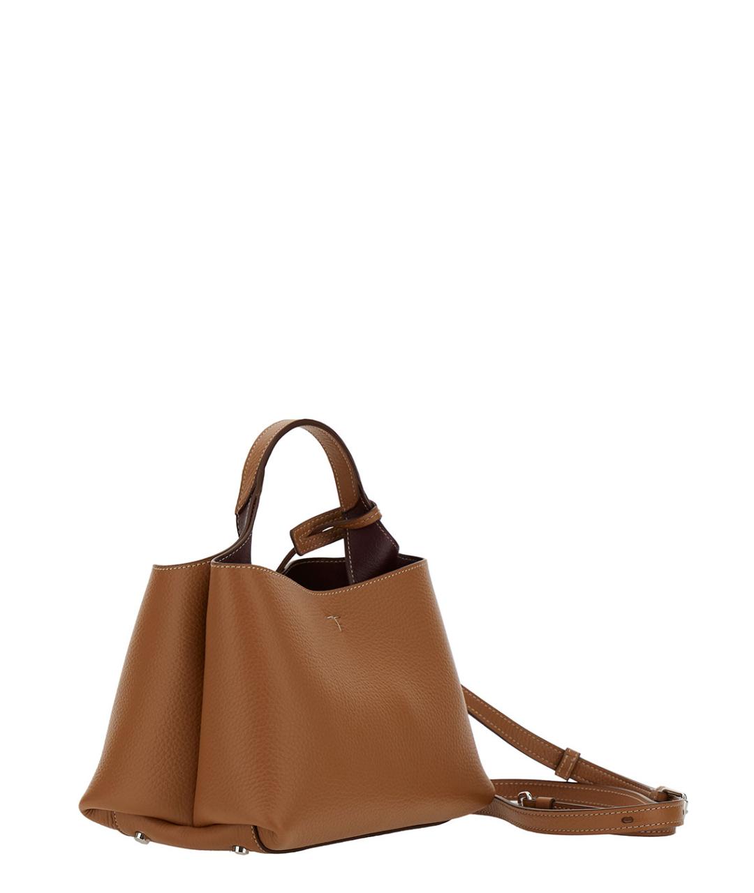 TOD'S Коричневая кожаная сумка с короткими ручками, фото 3