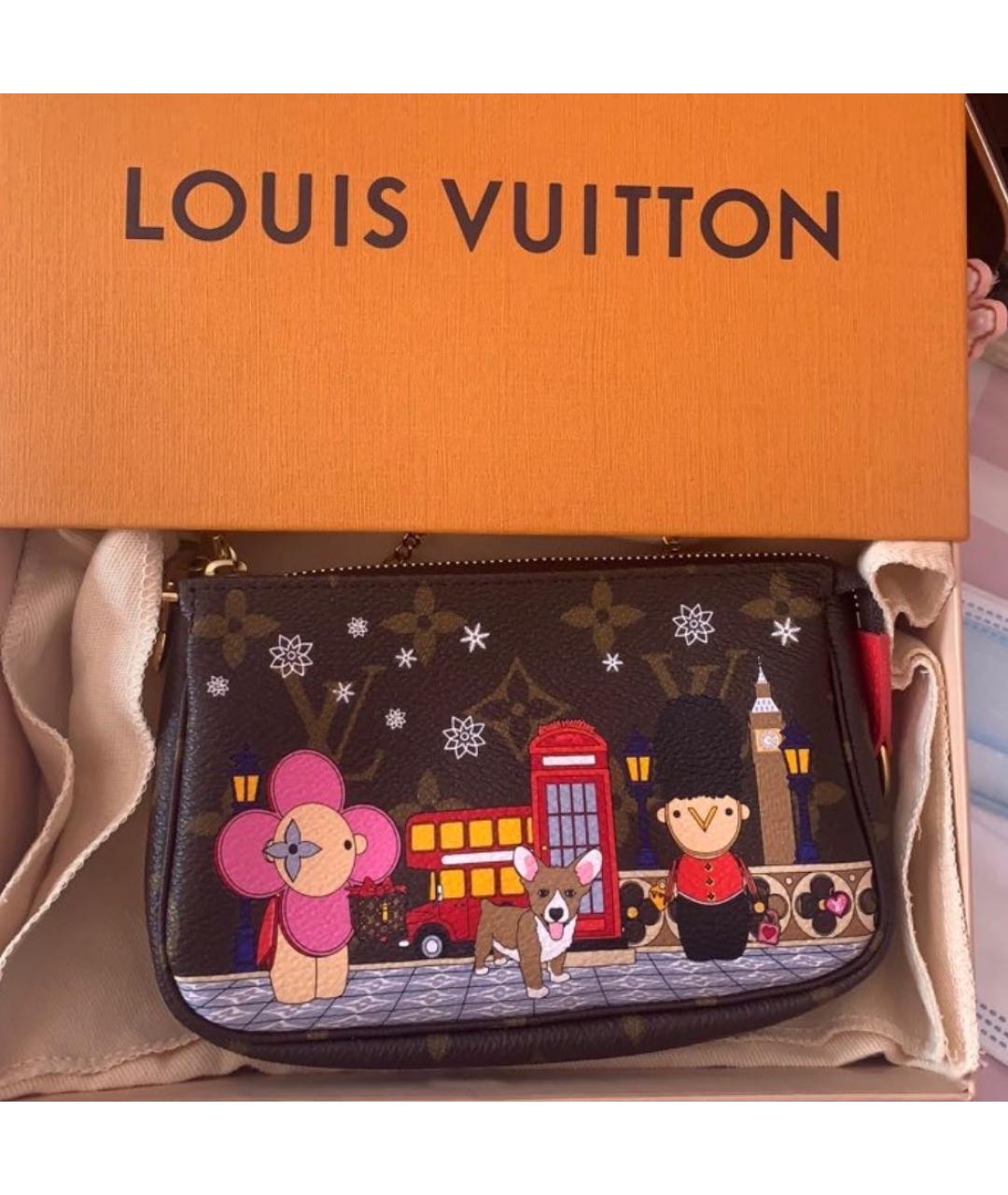 LOUIS VUITTON Коричневая кожаная сумка через плечо, фото 2