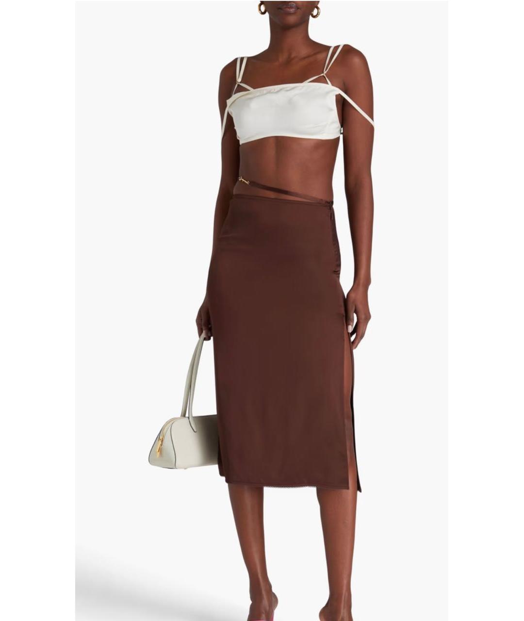 JACQUEMUS Коричневая вискозная юбка миди, фото 6