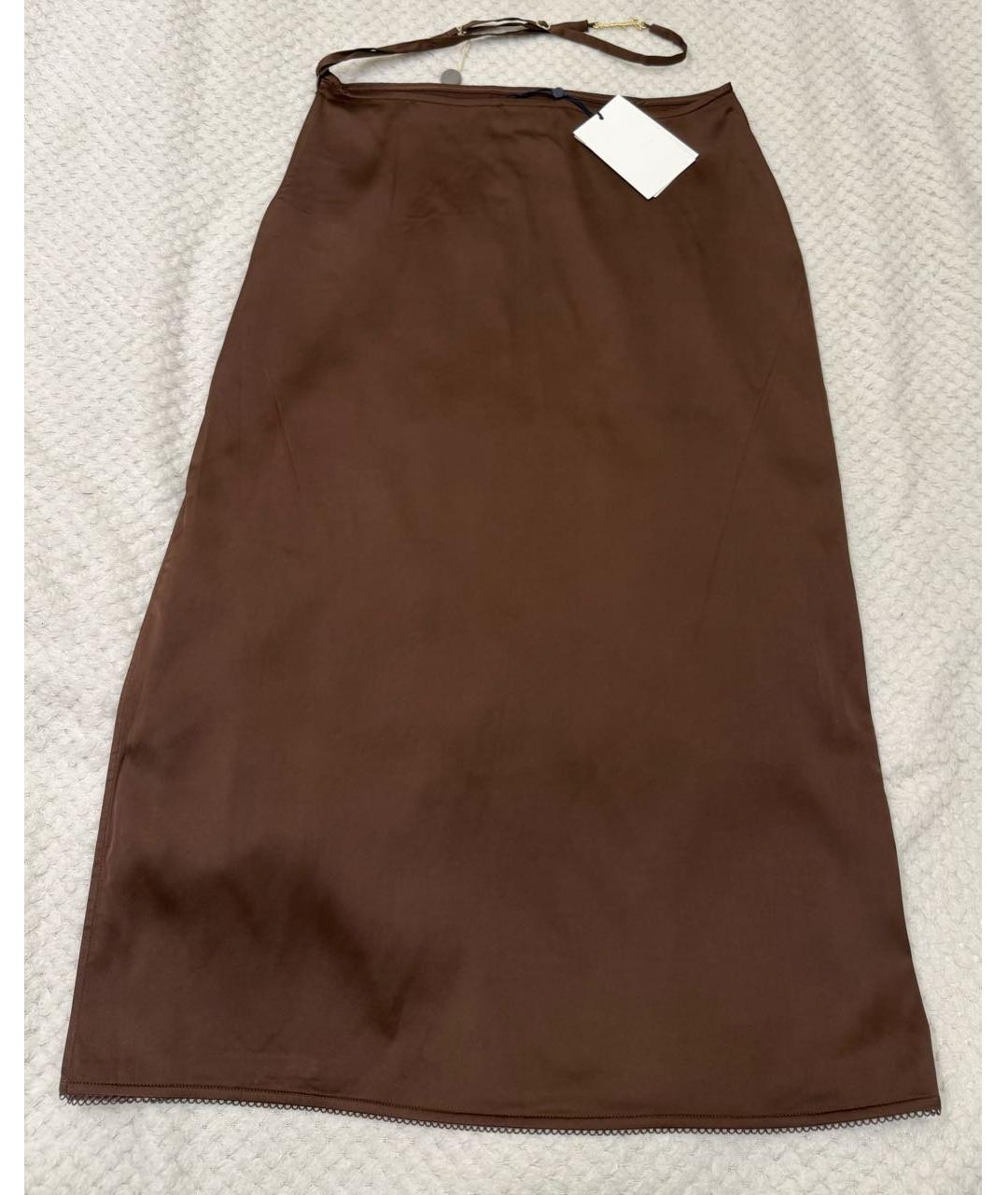 JACQUEMUS Коричневая вискозная юбка миди, фото 5