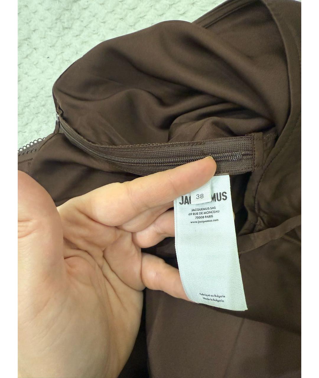 JACQUEMUS Коричневая вискозная юбка миди, фото 3