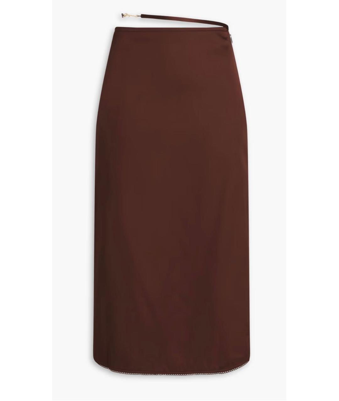 JACQUEMUS Коричневая вискозная юбка миди, фото 9
