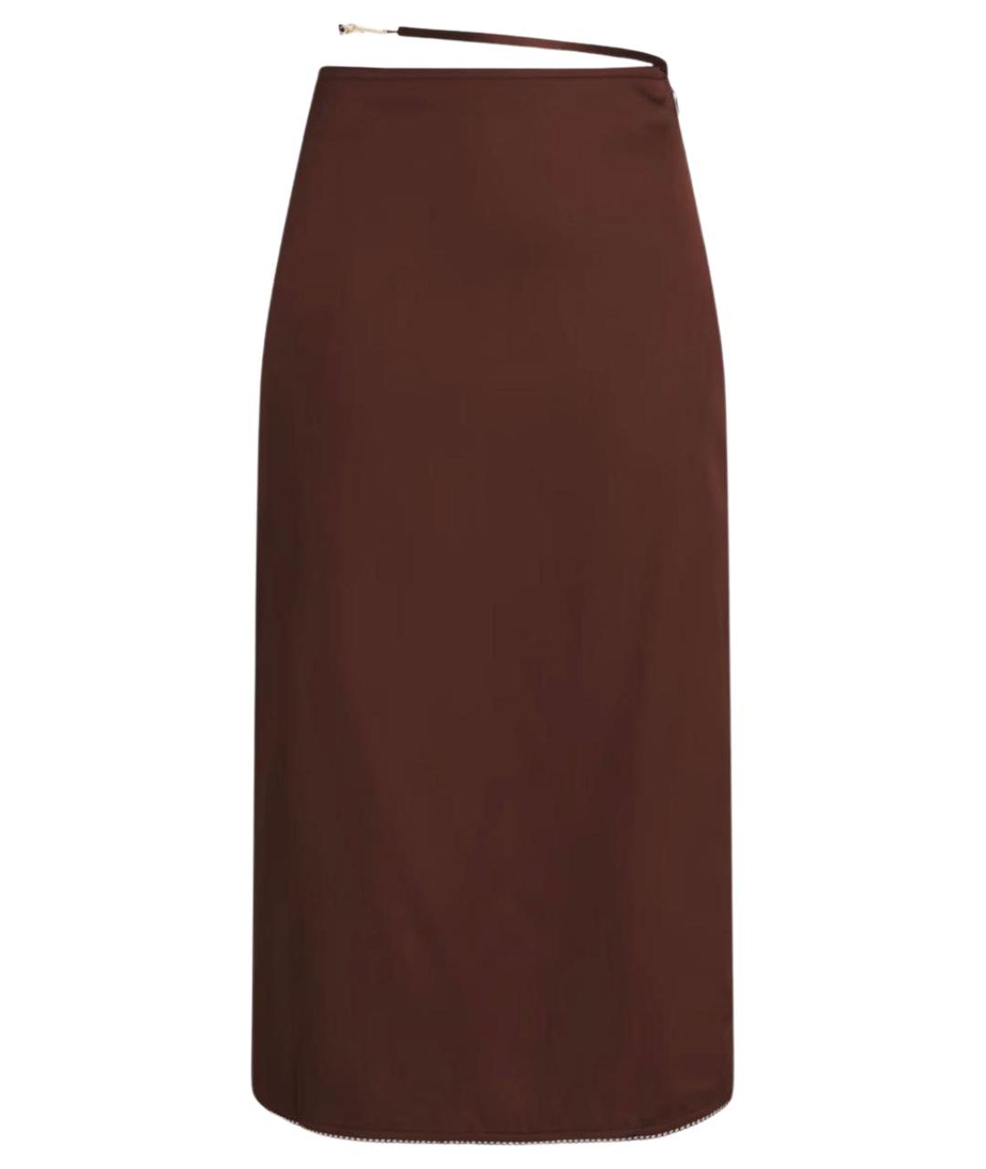 JACQUEMUS Коричневая вискозная юбка миди, фото 1