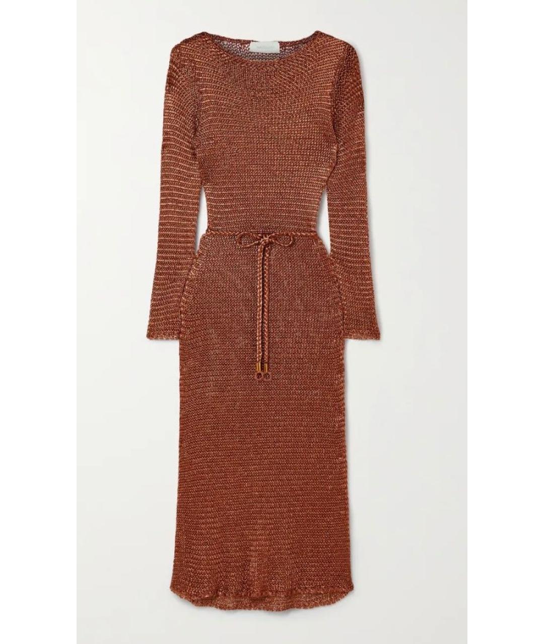 ZIMMERMANN Коричневое вискозное коктейльное платье, фото 9