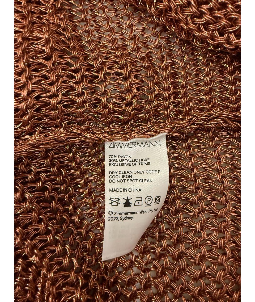 ZIMMERMANN Коричневое вискозное коктейльное платье, фото 6