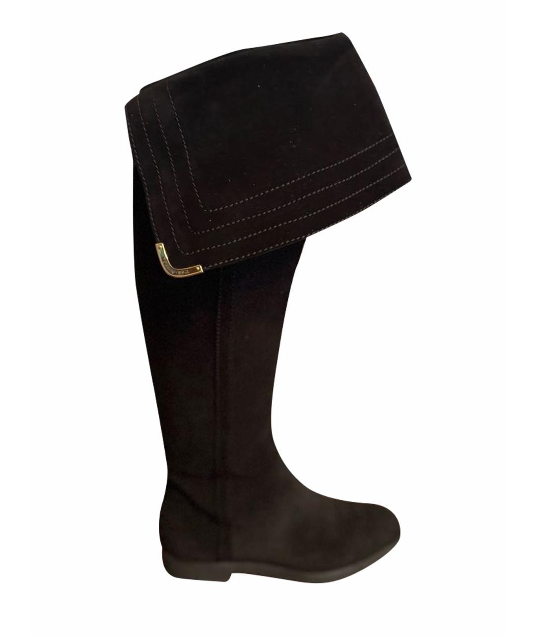 LOUIS VUITTON Черные замшевые ботфорты, фото 1