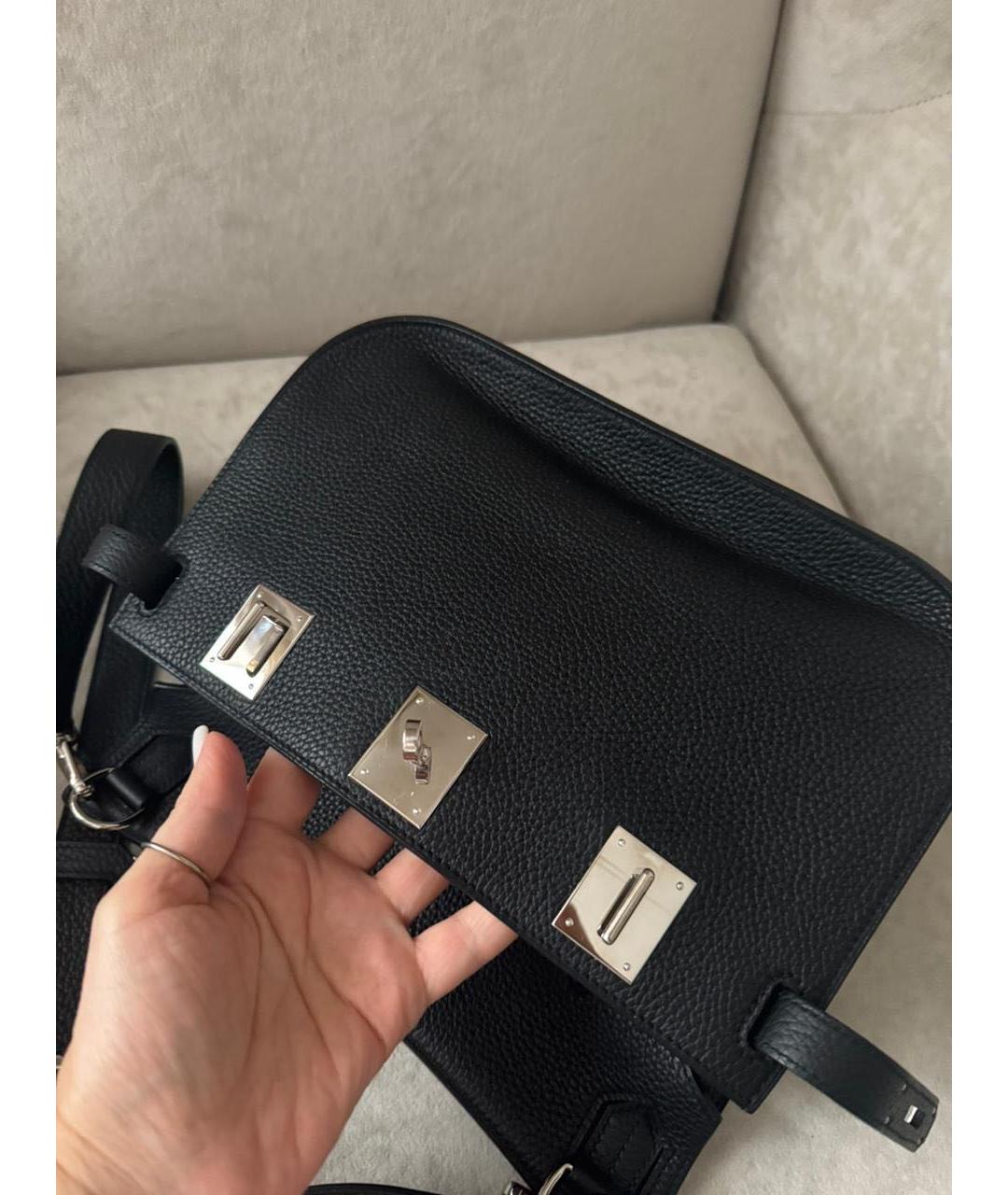 HERMES Черная кожаная сумка через плечо, фото 5