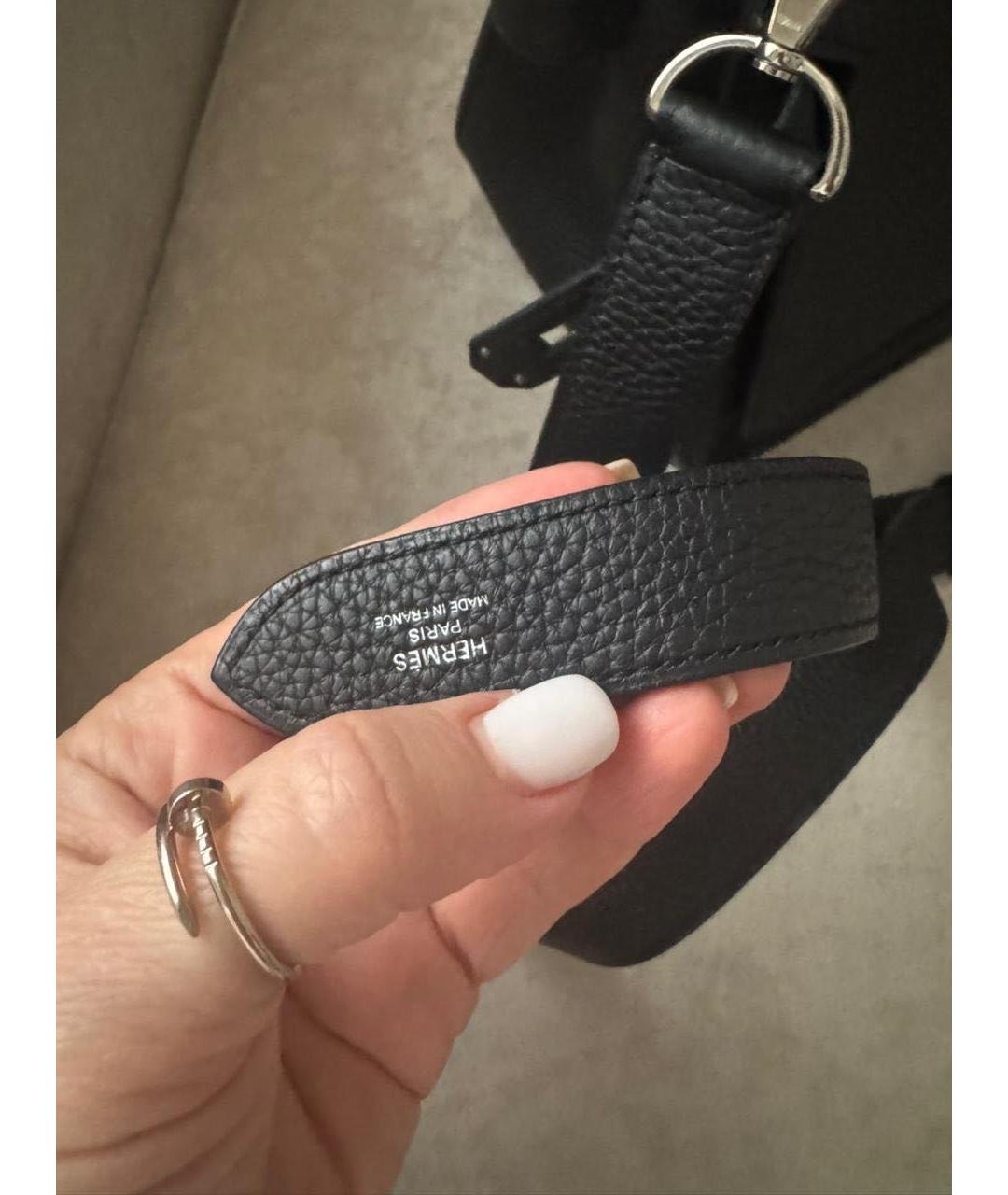 HERMES Черная кожаная сумка через плечо, фото 6