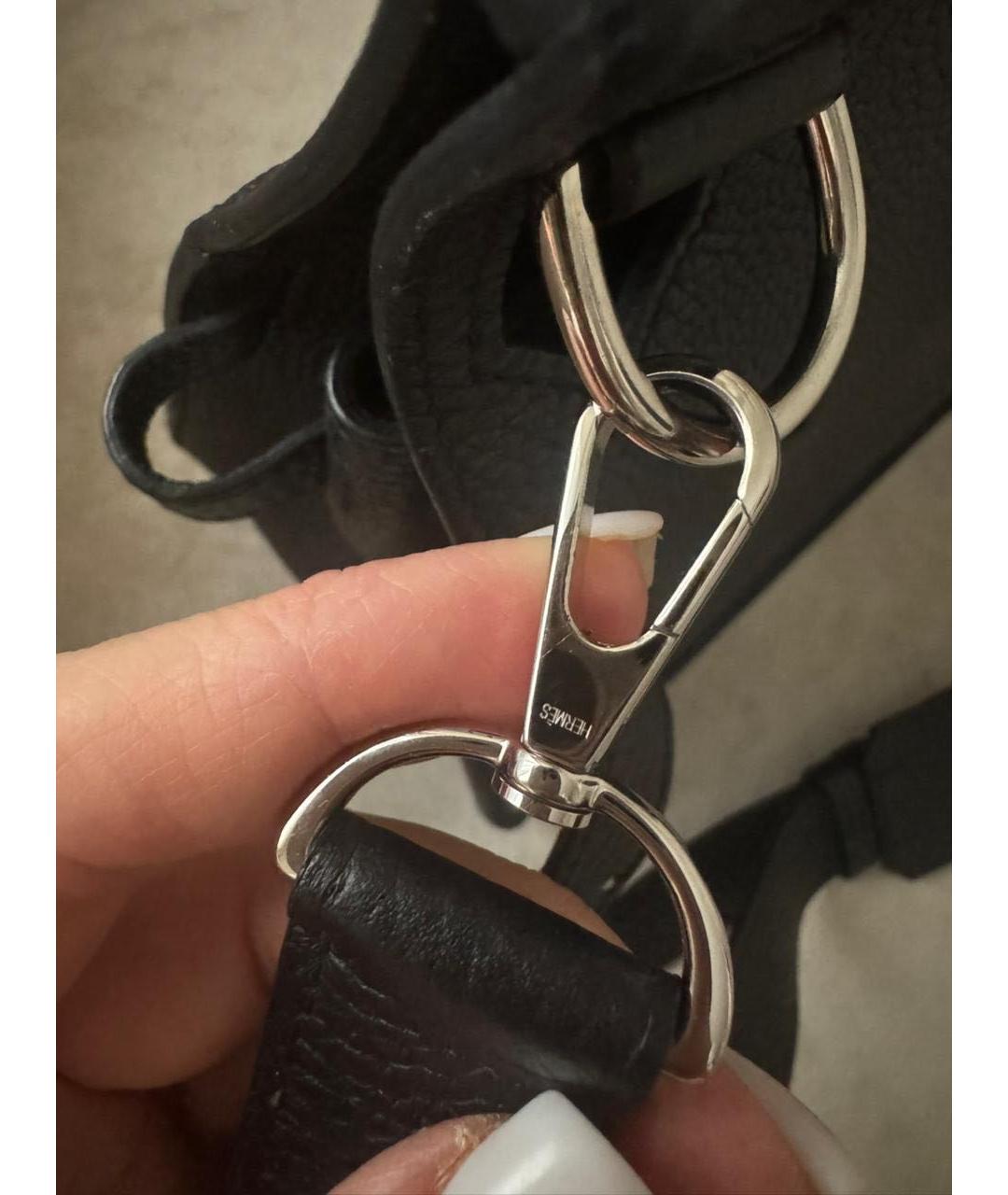 HERMES Черная кожаная сумка через плечо, фото 7