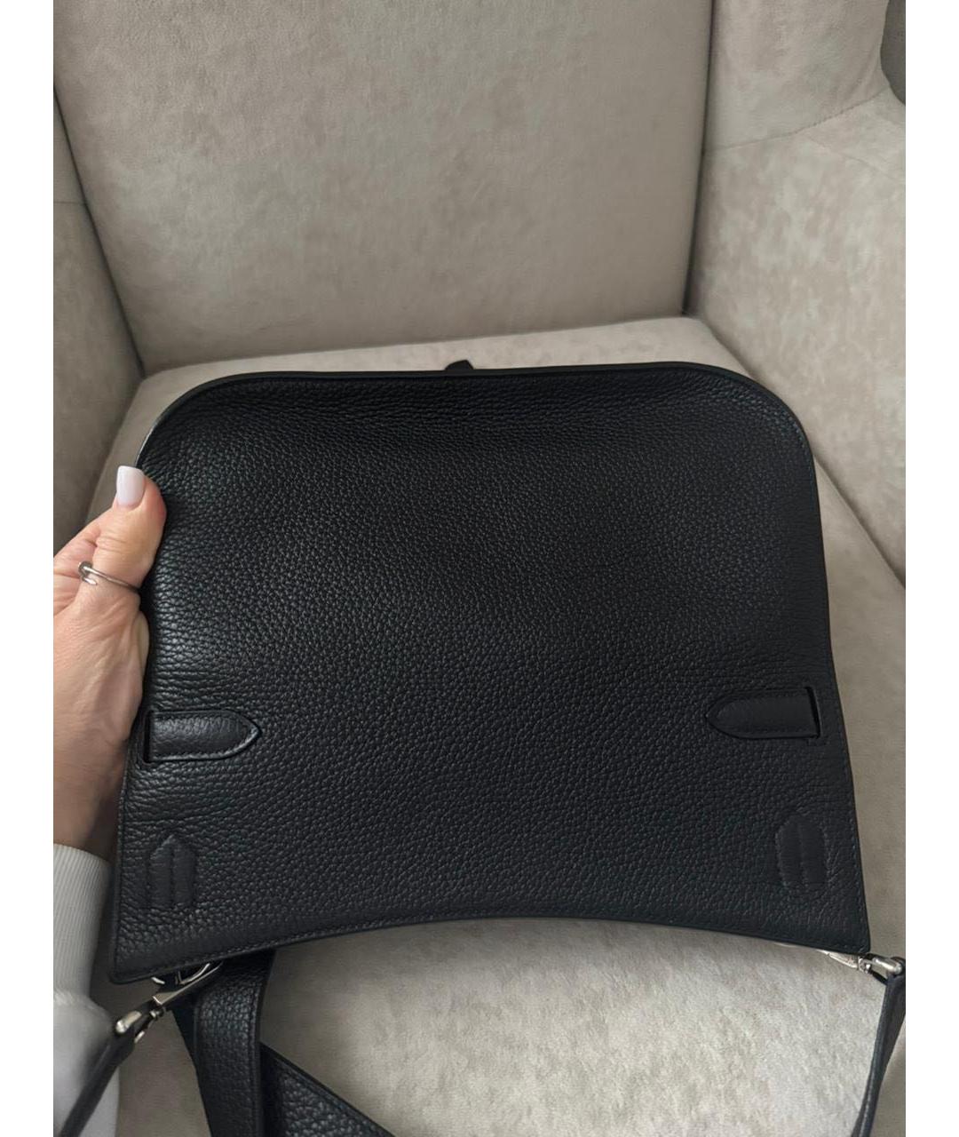HERMES Черная кожаная сумка через плечо, фото 3