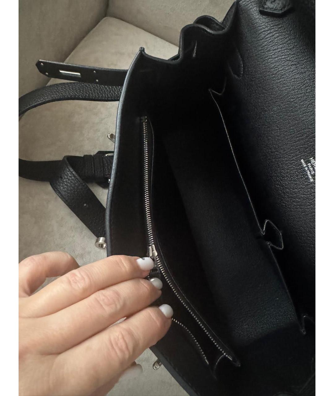 HERMES Черная кожаная сумка через плечо, фото 4