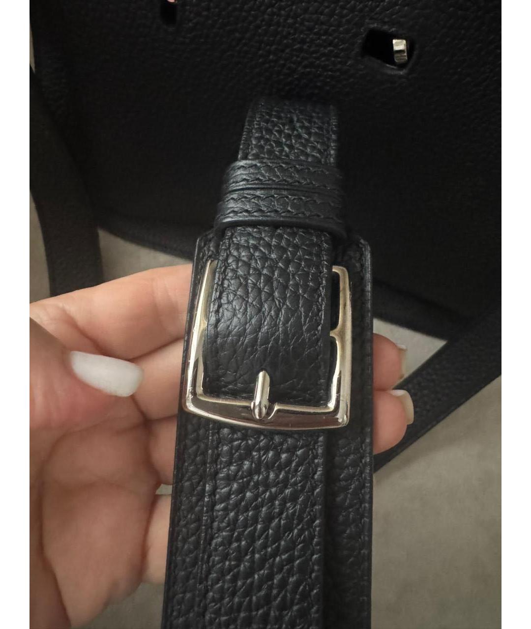 HERMES Черная кожаная сумка через плечо, фото 8