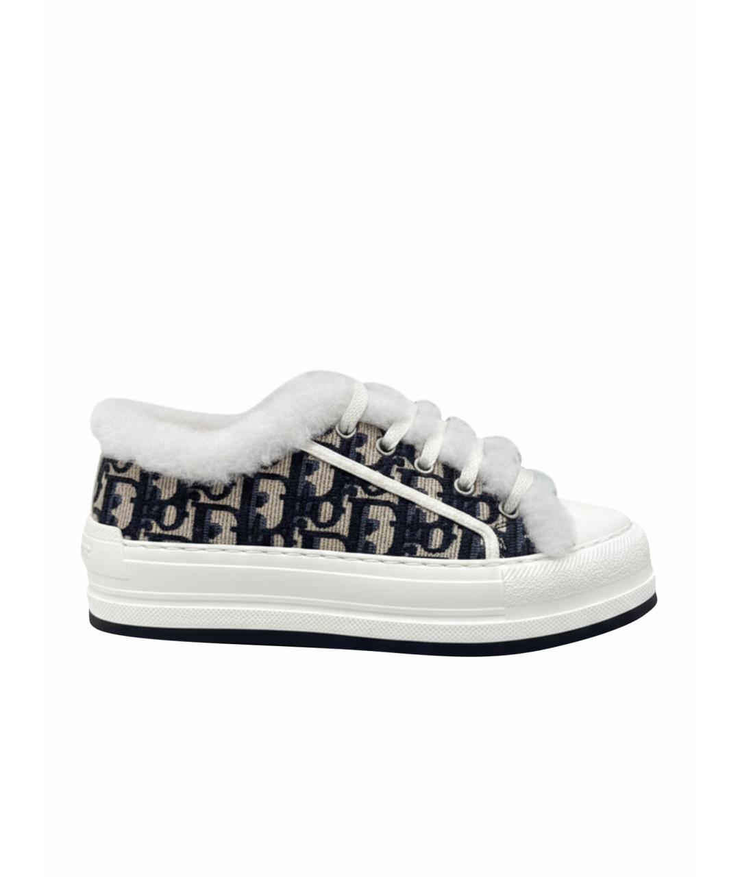 CHRISTIAN DIOR Бежевые текстильные кеды, фото 1