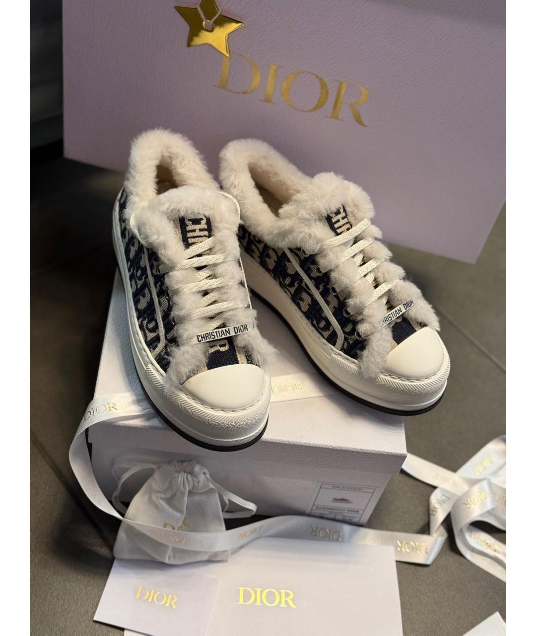 CHRISTIAN DIOR Бежевые текстильные кеды, фото 2