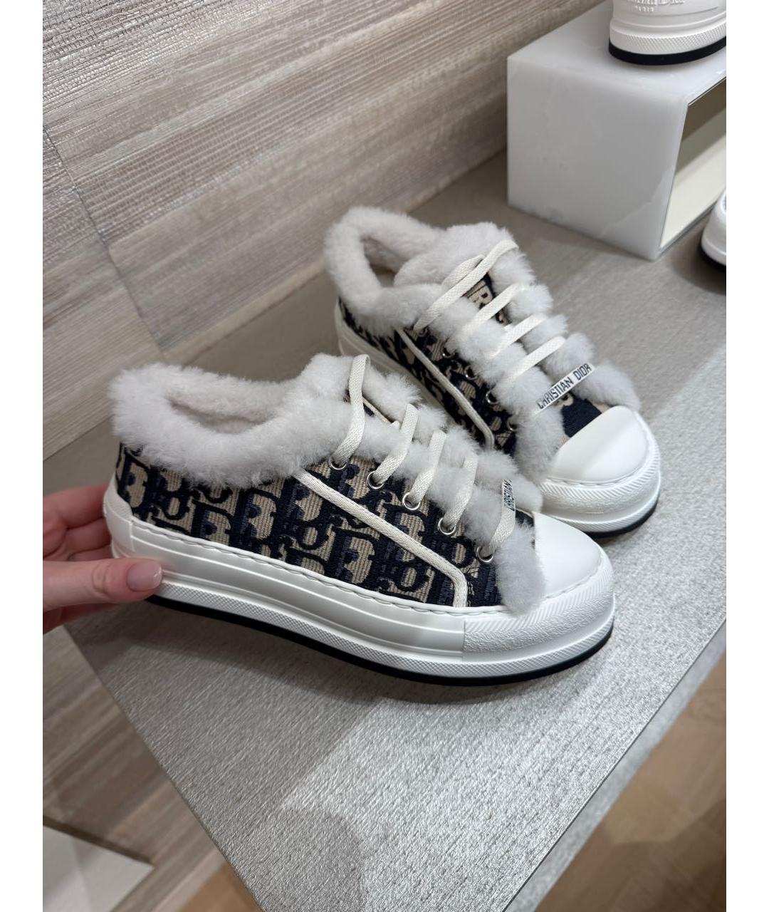 CHRISTIAN DIOR Бежевые текстильные кеды, фото 4