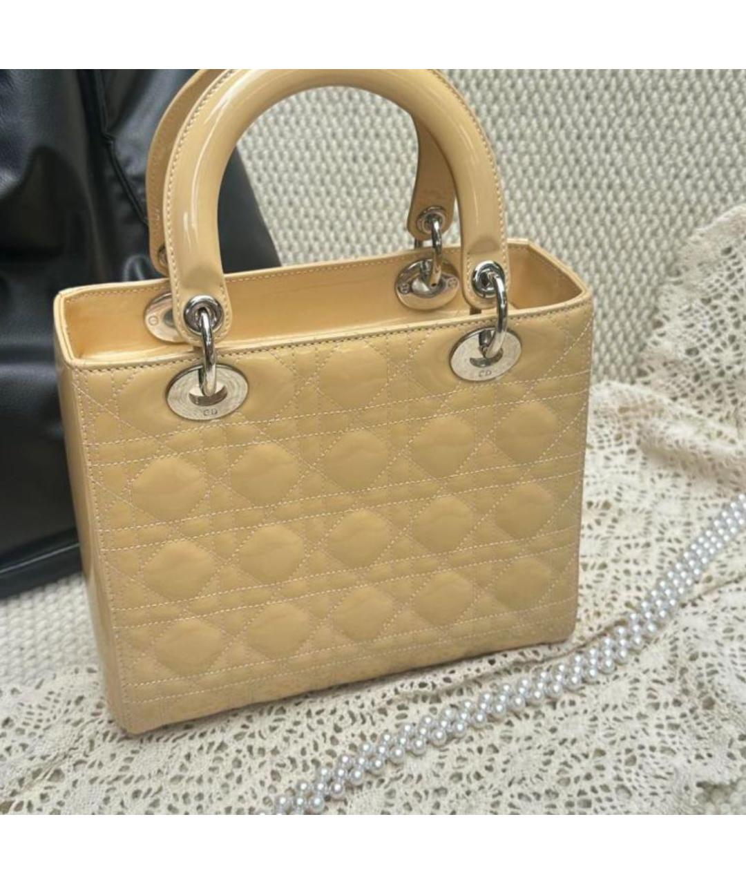 CHRISTIAN DIOR Желтая кожаная сумка через плечо, фото 3