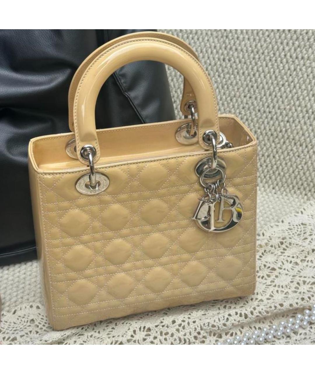 CHRISTIAN DIOR Желтая кожаная сумка через плечо, фото 2