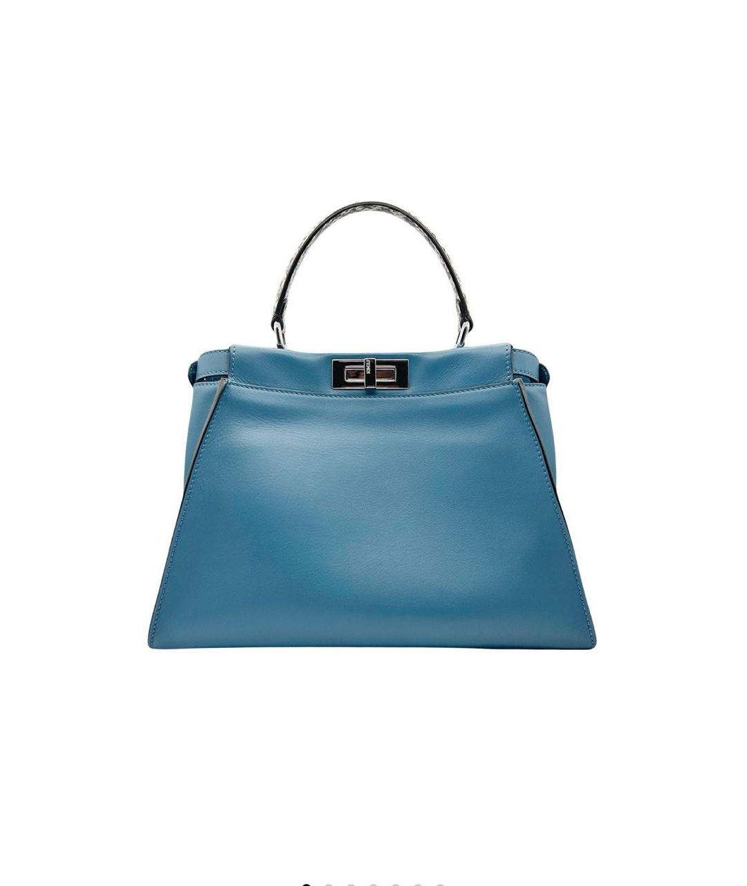 FENDI Синяя кожаная сумка с короткими ручками, фото 1