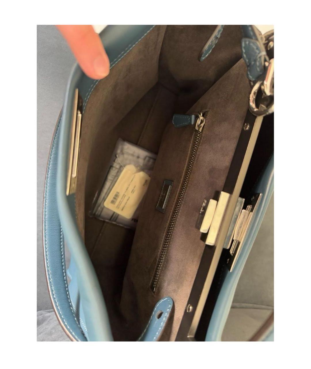 FENDI Синяя кожаная сумка с короткими ручками, фото 6