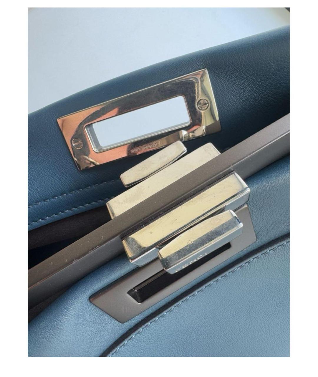 FENDI Синяя кожаная сумка с короткими ручками, фото 7
