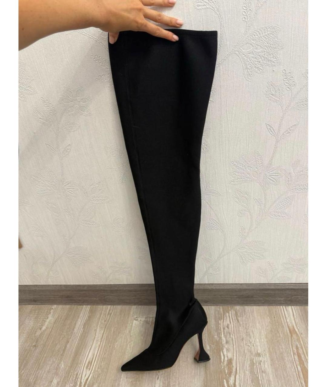 Amina Muaddi Черные синтетические ботфорты, фото 8