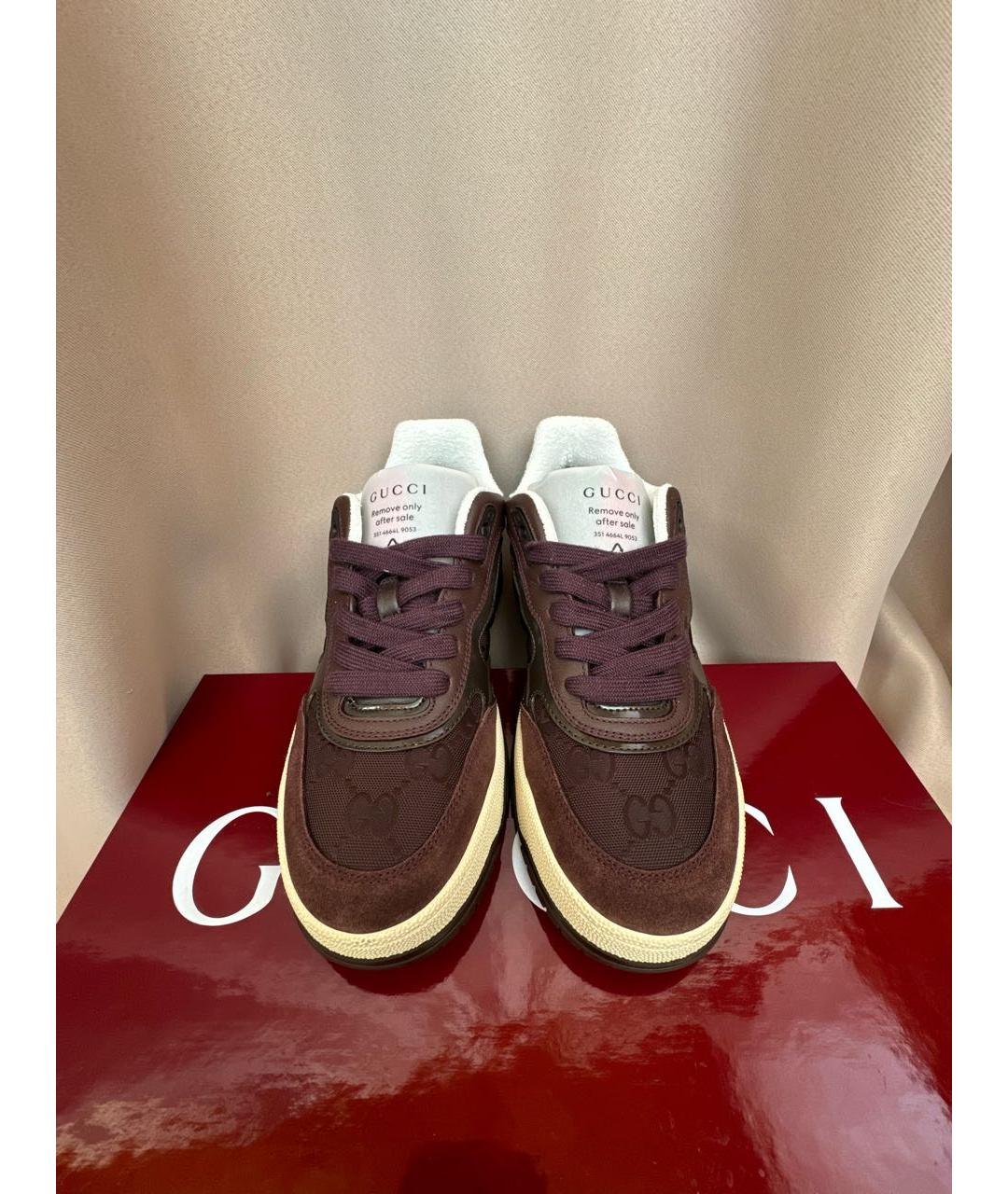 GUCCI Бордовые текстильные кроссовки, фото 2