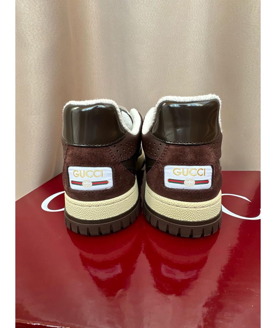 GUCCI Бордовые текстильные кроссовки, фото 4