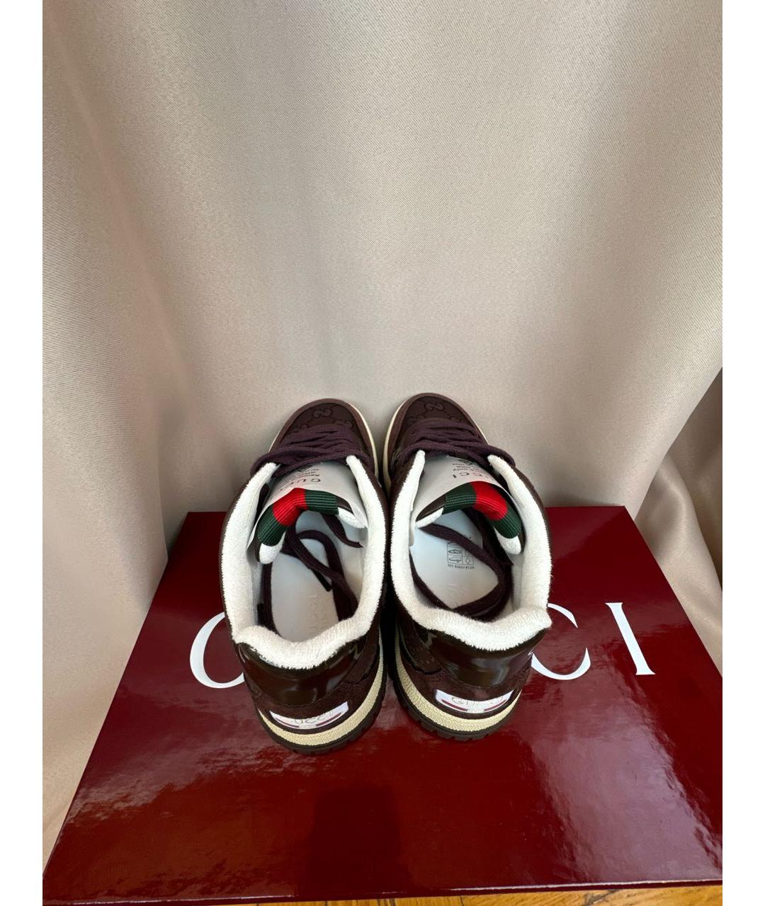 GUCCI Бордовые текстильные кроссовки, фото 3