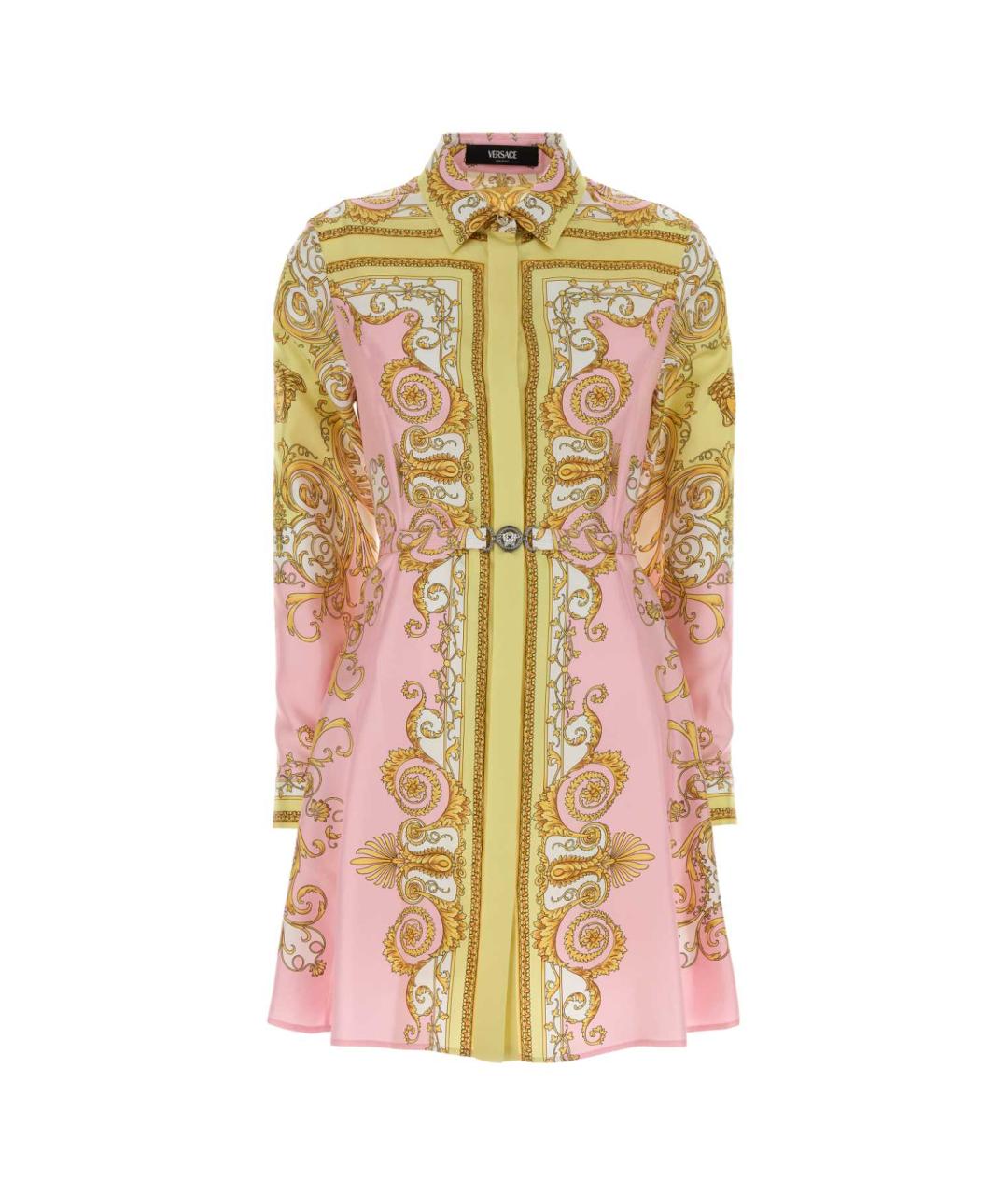 VERSACE Мульти шелковое повседневное платье, фото 1