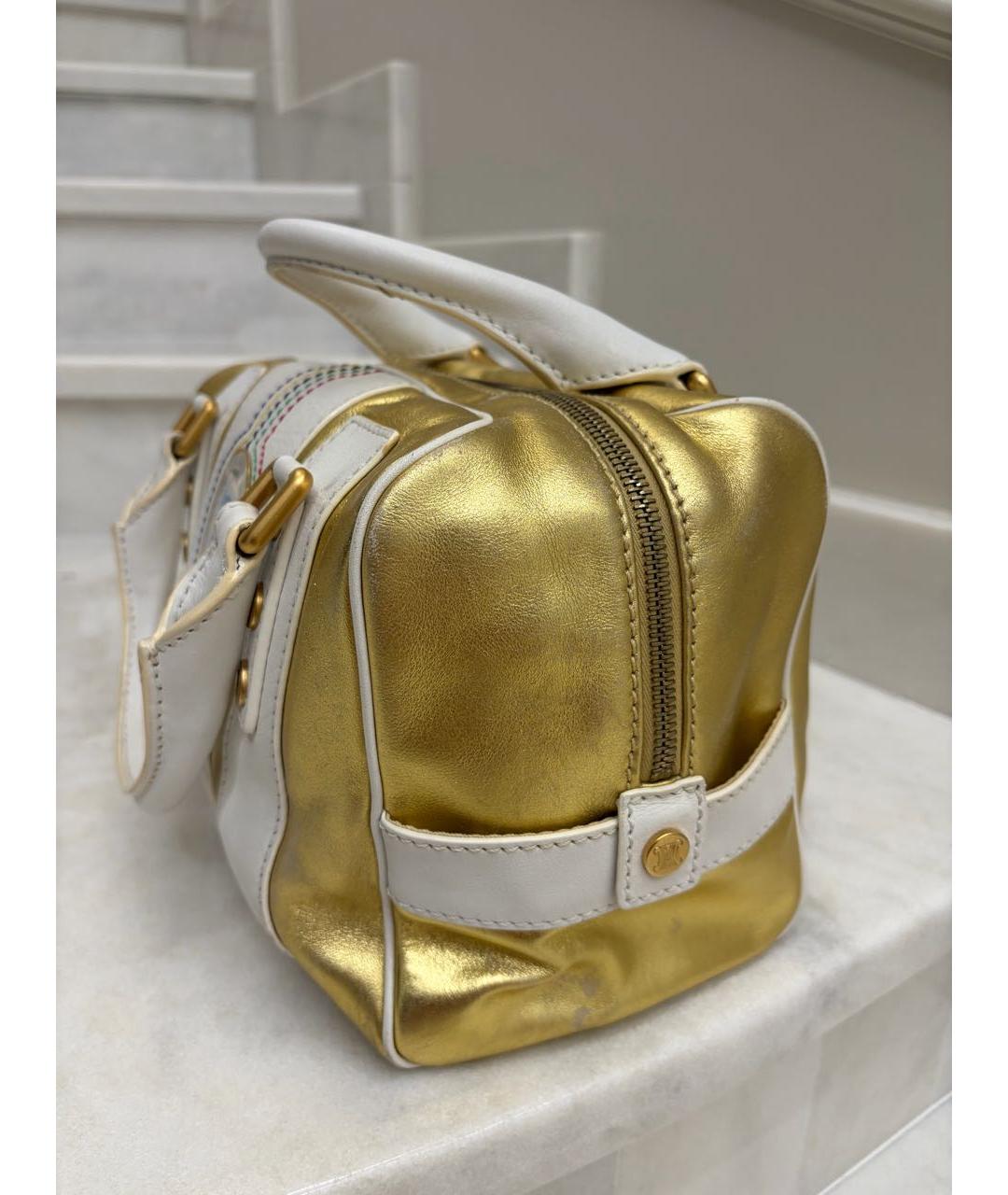 CELINE Золотая кожаная сумка с короткими ручками, фото 2