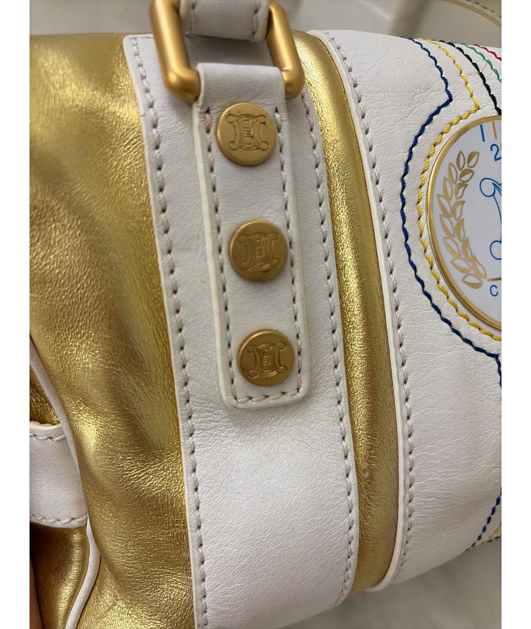 CELINE Золотая кожаная сумка с короткими ручками, фото 5