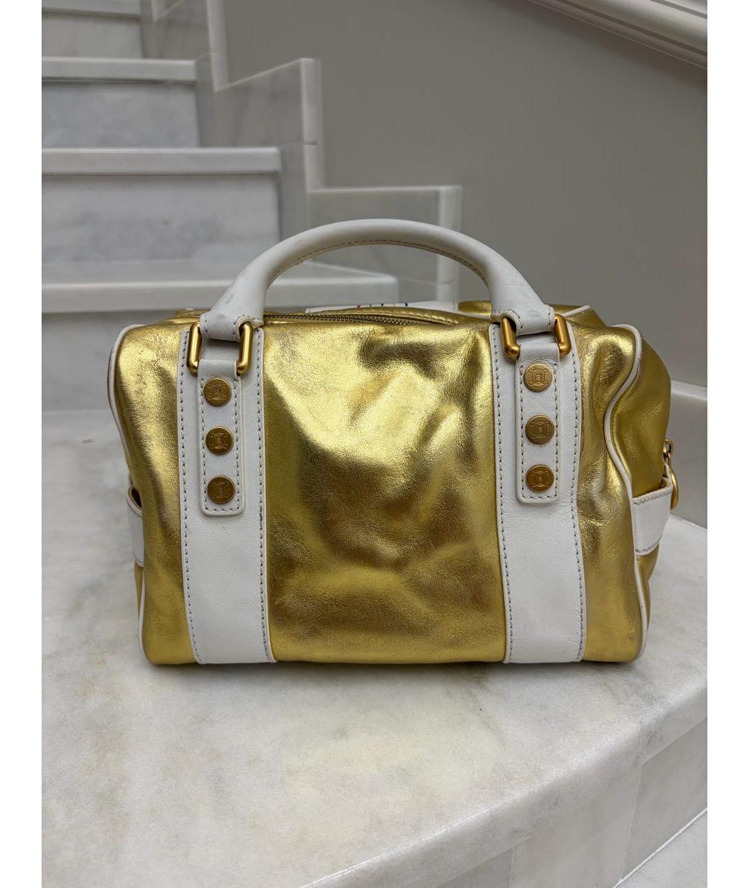 CELINE Золотая кожаная сумка с короткими ручками, фото 3
