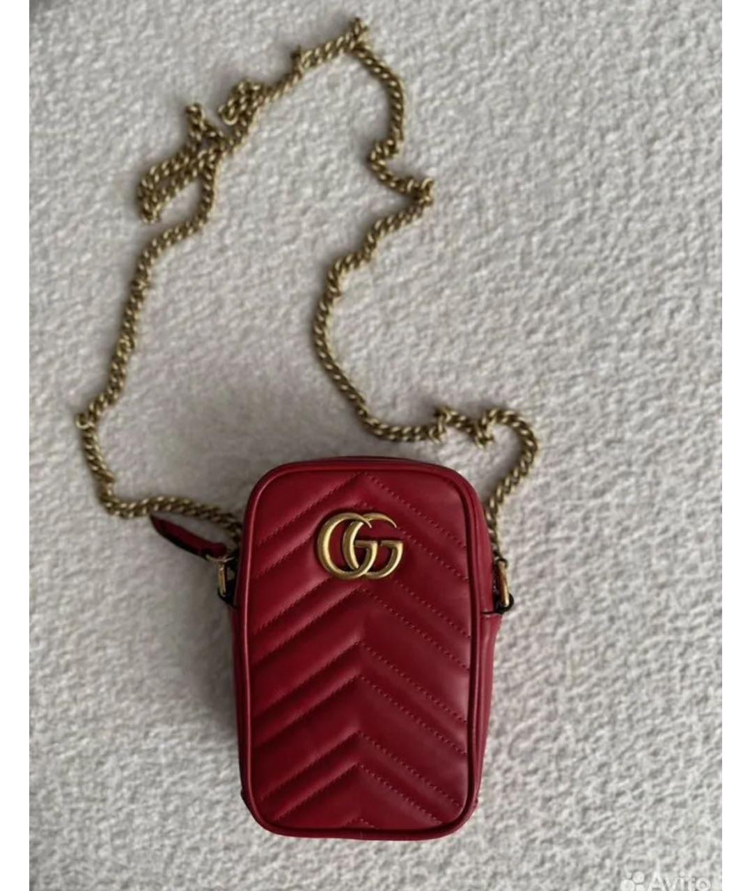 GUCCI Красная кожаная сумка через плечо, фото 2