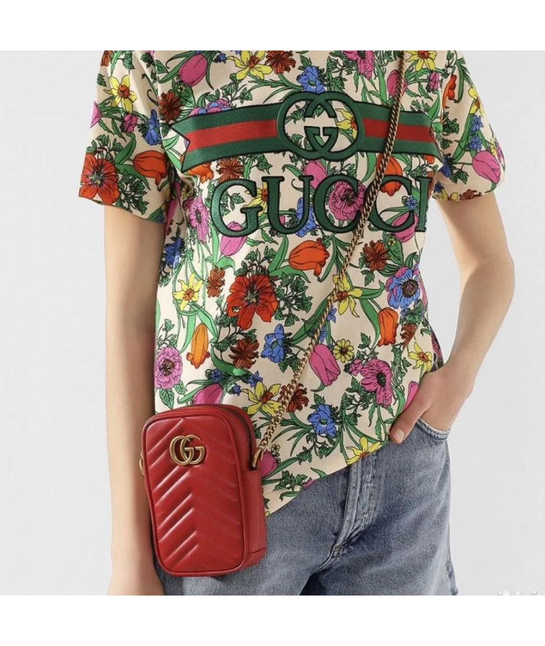 GUCCI Красная кожаная сумка через плечо, фото 8