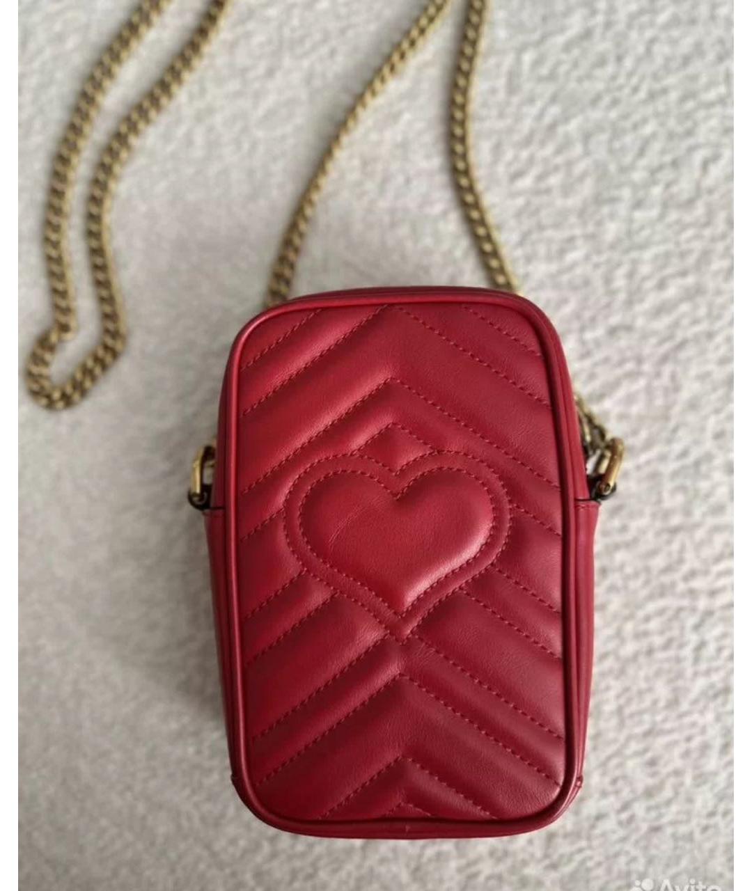 GUCCI Красная кожаная сумка через плечо, фото 4