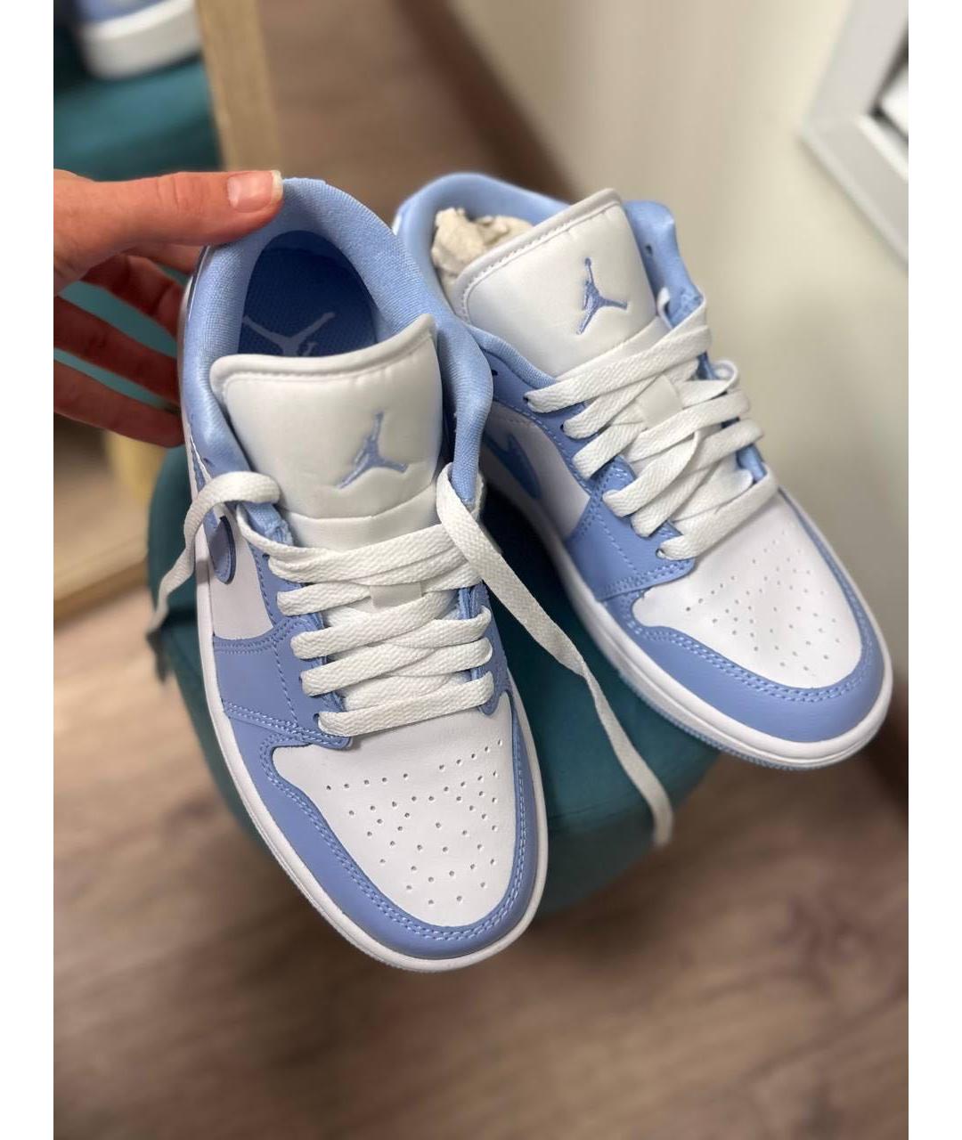 JORDAN Голубые кожаные кроссовки, фото 4