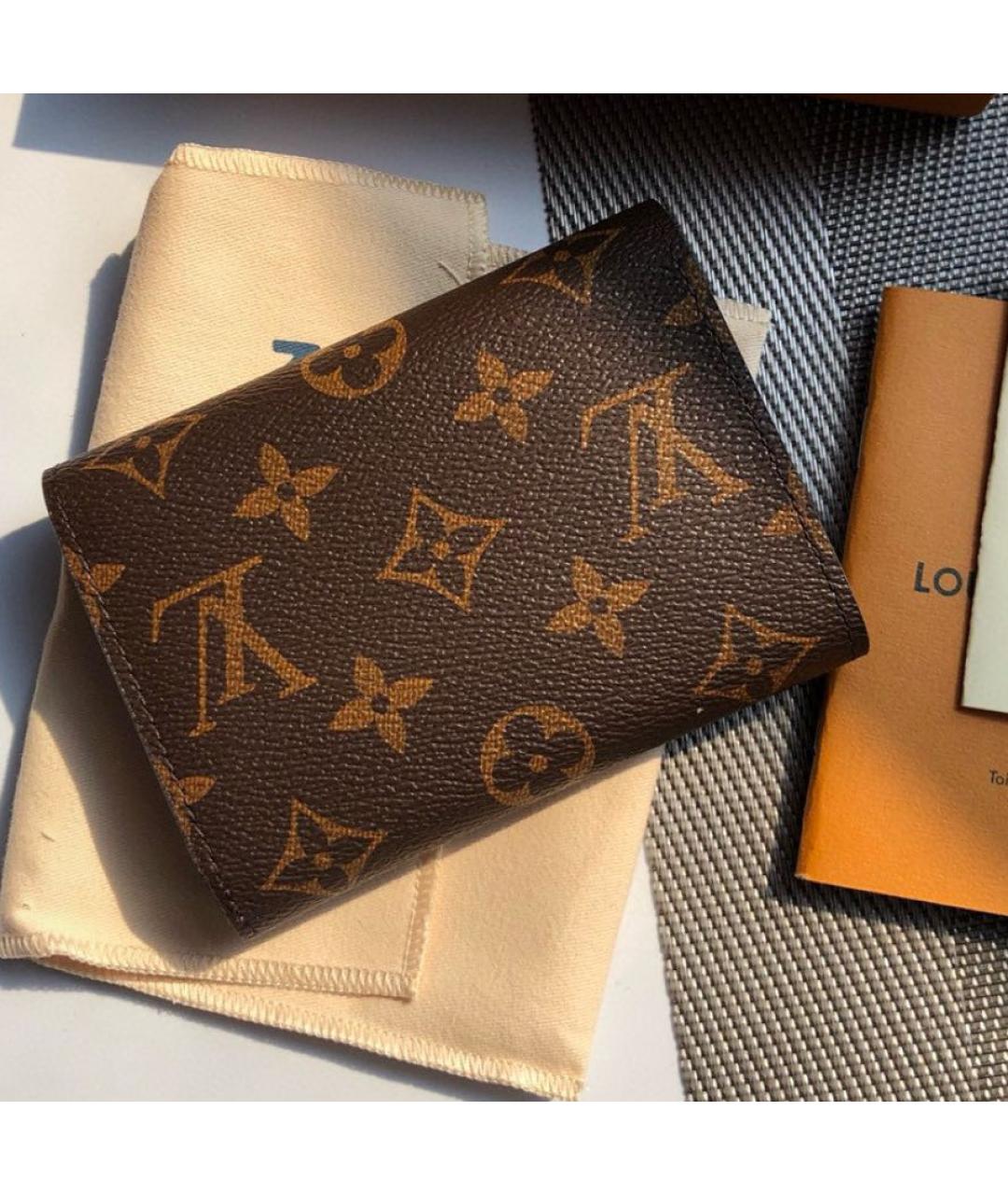 LOUIS VUITTON Коричневый кожаный кошелек, фото 3