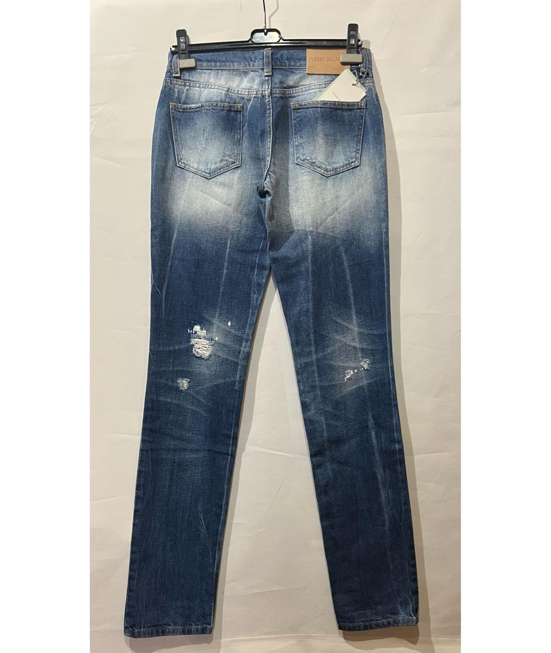 BALMAIN Синие хлопко-эластановые прямые джинсы, фото 2