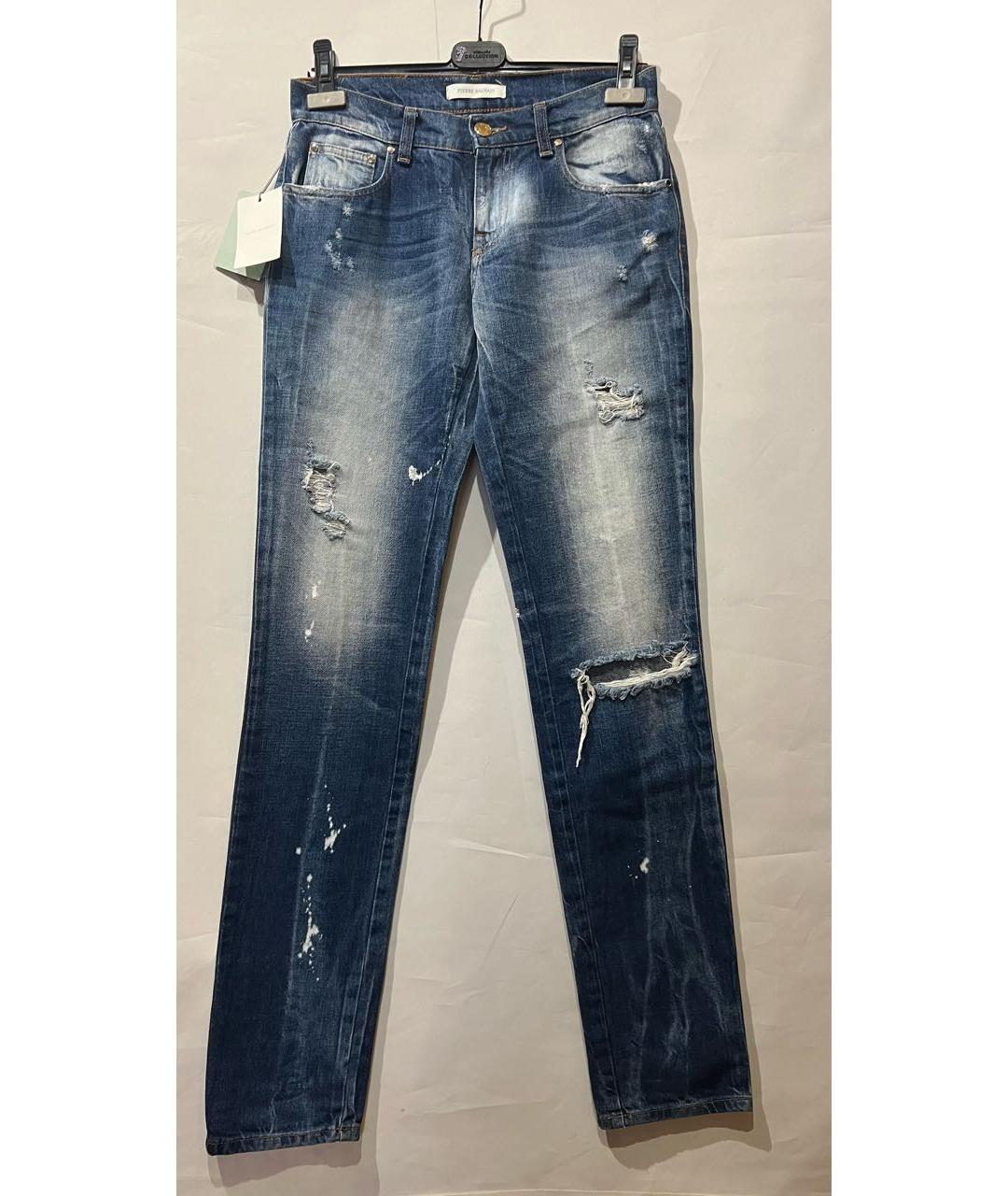 BALMAIN Синие хлопко-эластановые прямые джинсы, фото 5