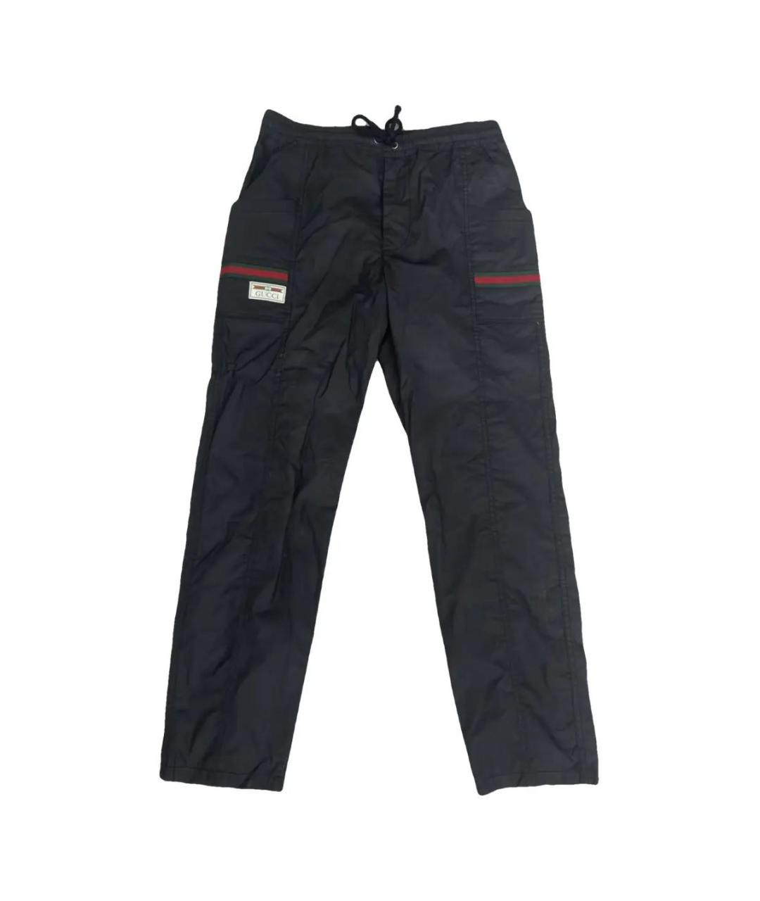 GUCCI Черные синтетические повседневные брюки, фото 1