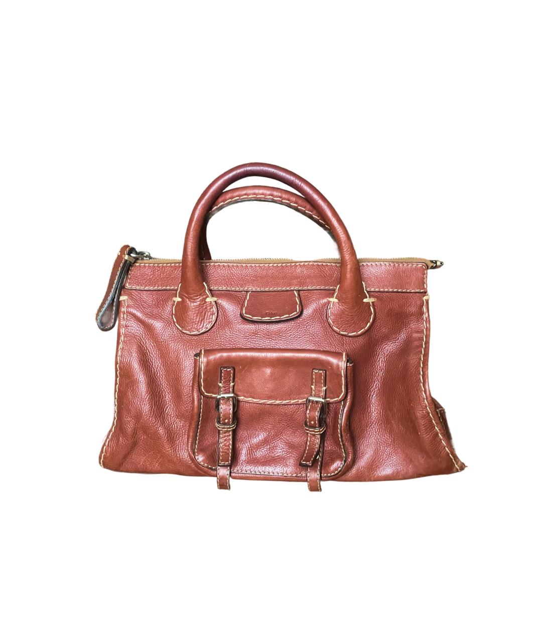 CHLOE Коричневая кожаная сумка с короткими ручками, фото 1