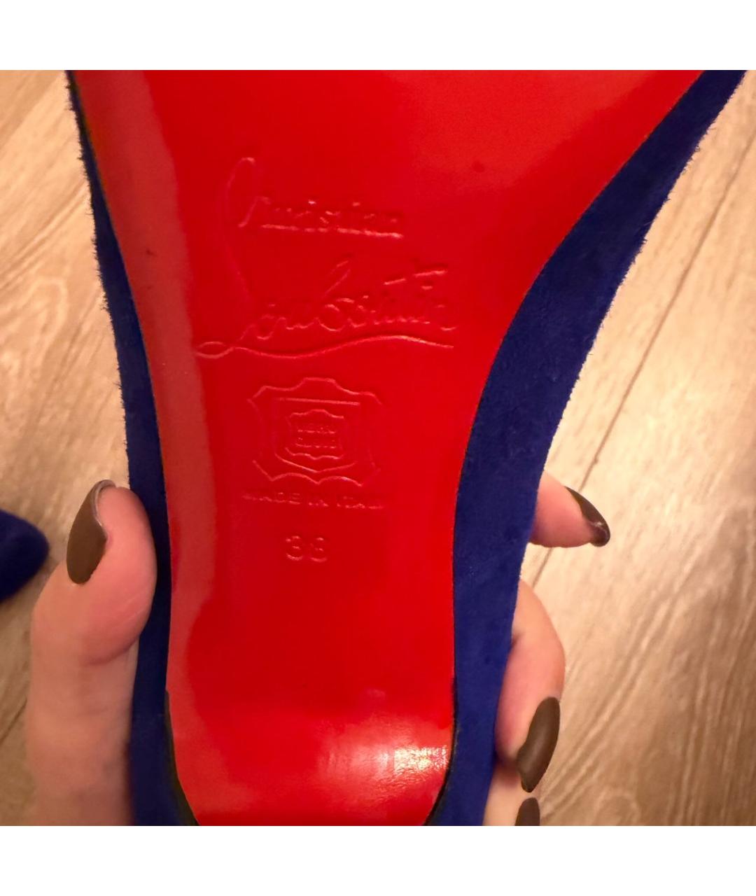 CHRISTIAN LOUBOUTIN Синие замшевые туфли, фото 6