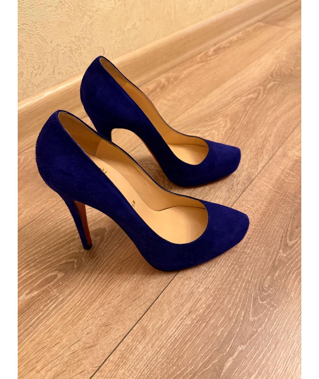 CHRISTIAN LOUBOUTIN Синие замшевые туфли, фото 2