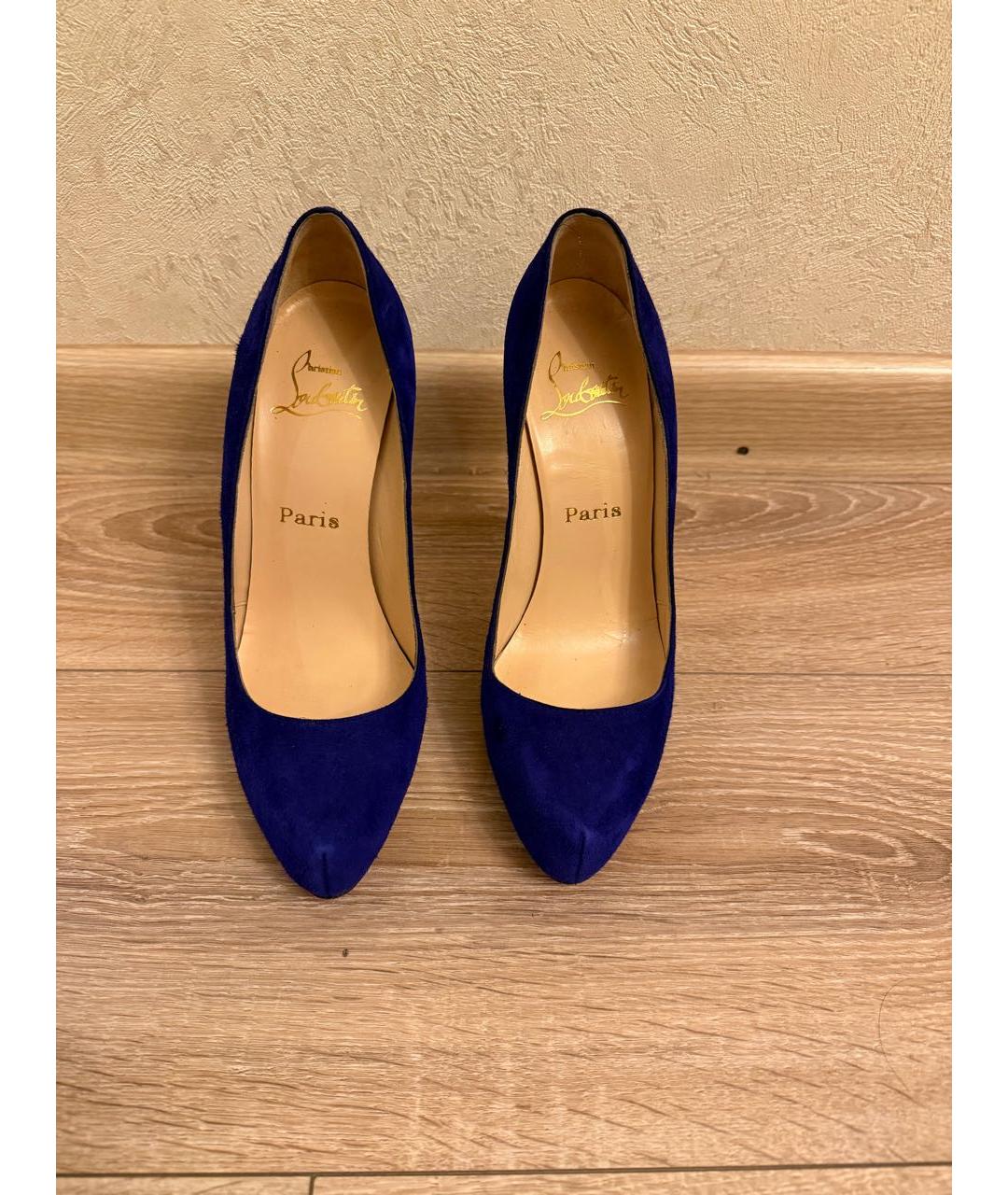 CHRISTIAN LOUBOUTIN Синие замшевые туфли, фото 3